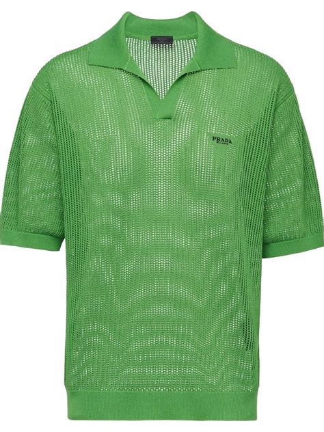 prada polo groen|Green Cotton and silk polo shirt .